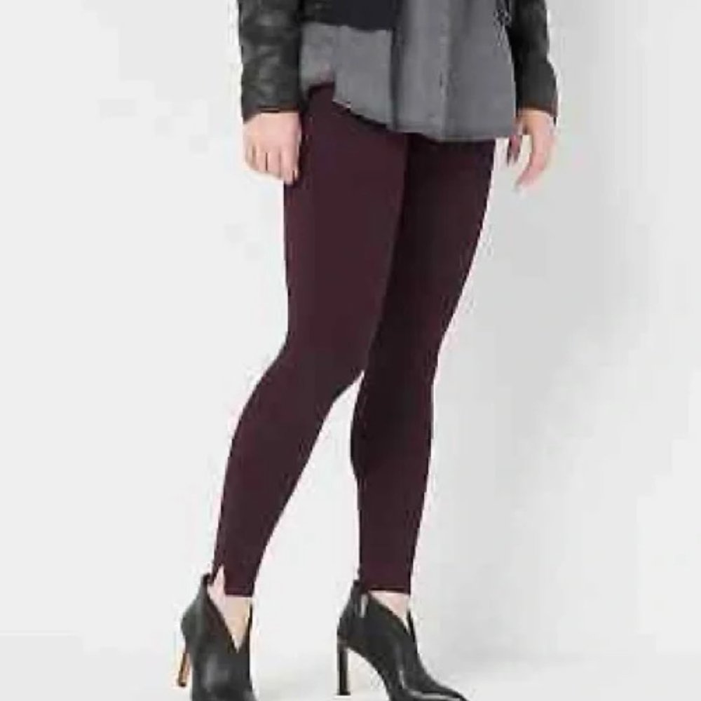 Spanx Ankle Length Ponte Plum Split Hem Legging Pants Size 1X